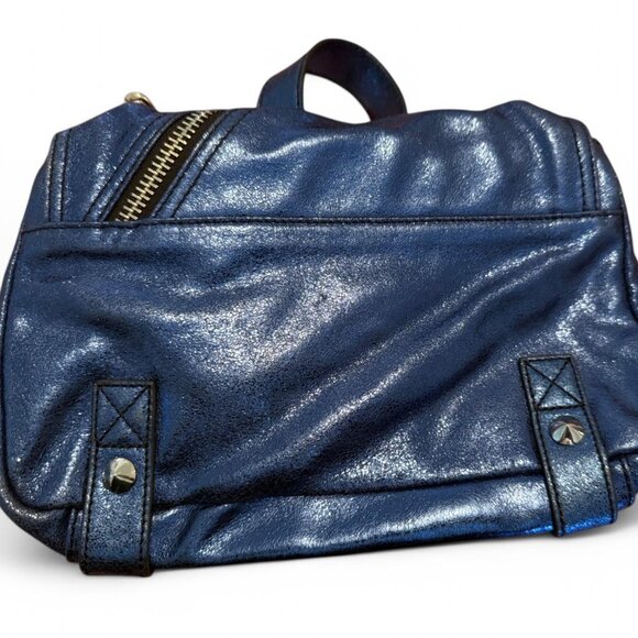 Betsy Johnson Metallic Blue and silver biker bag - Picture 4 of 6
